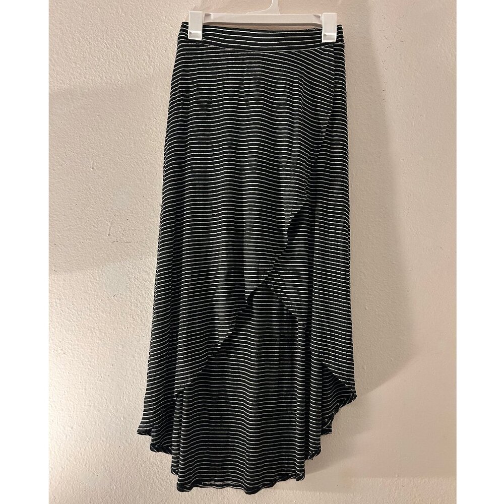 Black And White Striped Wrap Skirt